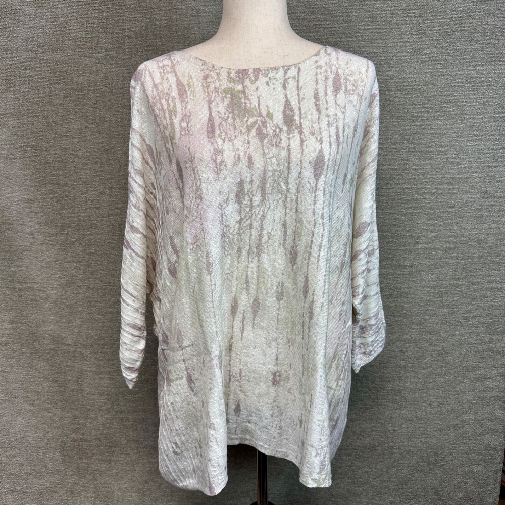 Pure Jill Linen Cotton Boatneck Neutral Oversized‎ Tunic Boxy Lagenlook Size M